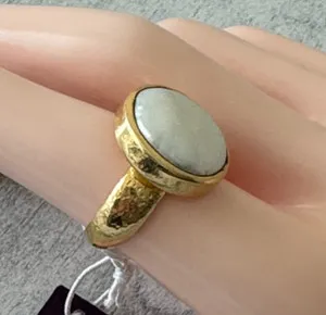 Authentic The Nocturnal Luminescence Mother of Pearl Moth Ring in Gold-Plated Sterling Silver