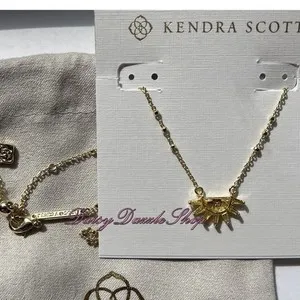 Authentic The Golden Dawn Radiance: Kendra Scott Samantha Sun Necklace with Yellow Opalescent Resin