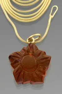 Authentic The Sun-Kissed Blossom: Carved Baltic Amber and Gold-Plated Silver Pendant