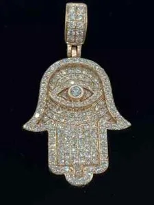 Authentic Radiant Sanctuary 14K Gold-Plated Moissanite Hamsa Hand Talisman