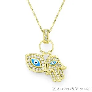 Authentic The Golden Aegis: Hamsa Hand and Evil Eye Sacred Pendant