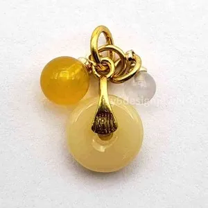Authentic The Solar Radiance Talisman: Yellow Jade and Gold-Plated Bead Amulet