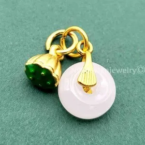 Authentic The Lotus of Pure Light White Jade and Gold-Plated Sanctuary Ring