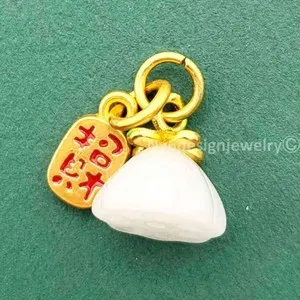 Authentic The Ethereal Bloom White Jade Lotus Pod and Radiant Gold Talisman