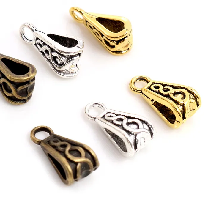 Authentic 15x7mm 20pcs Antique Gold Silver Plated Clasps Pinch Bails Handmade Charms Pendant:DIY for bracelet necklace