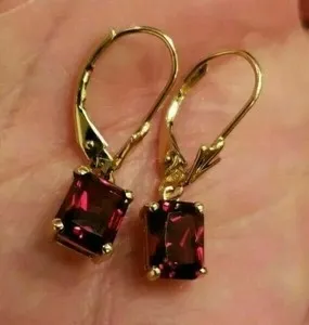 Authentic Crimson Fire Drop Earrings in Radiant Yellow Gold