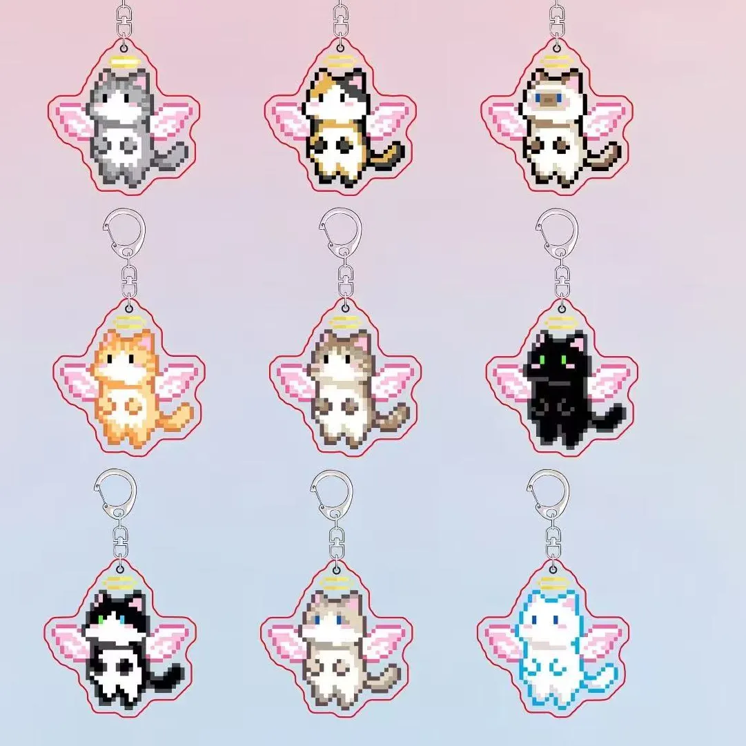 Authentic Pixel Angel Cat Talisman Keychain A Of Joyful Spirit