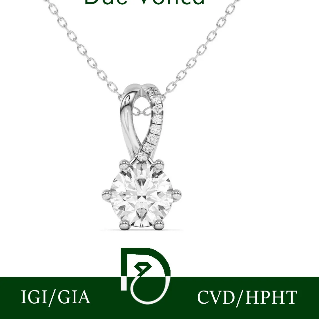 Authentic Round Lab Grown Diamond Necklace In 18K White Gold Pavé Split Bale Classic Drop Pendant Charm Diamond Jewelry For Women Gift