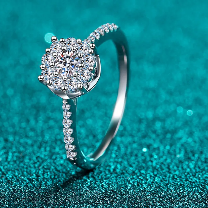 Authentic Exquisite Platinum PT950 Delicate Chic Design 20-point Moissanite Bud Ring Party Birthday Wedding Charm Fine Jewelry Gift