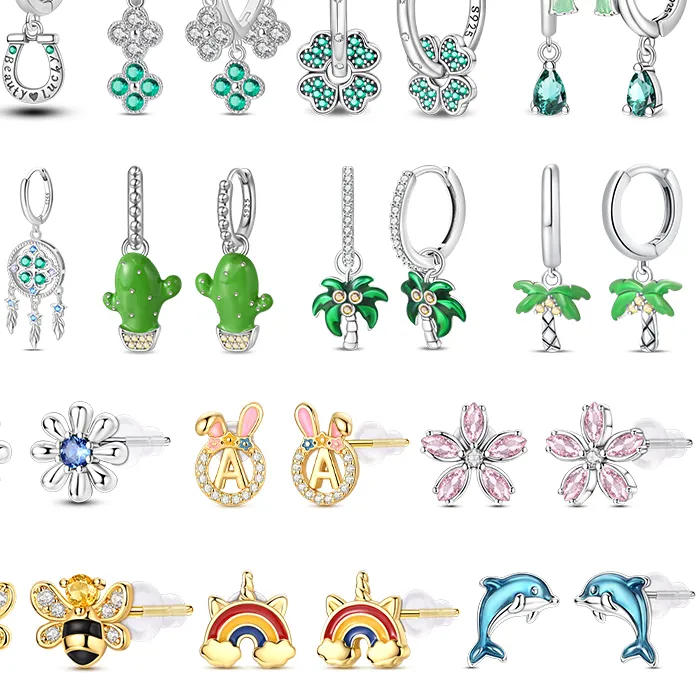 Authentic Radiant Emerald Clover and Starlight Silver Talismanic Earrings