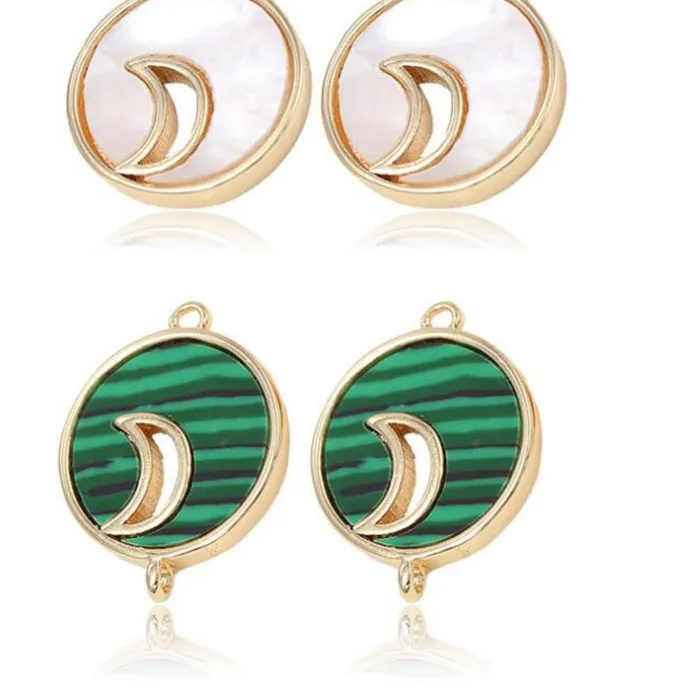 Authentic Celestial Moon And Mother Of Pearl Gold Plated Artisan Talisman