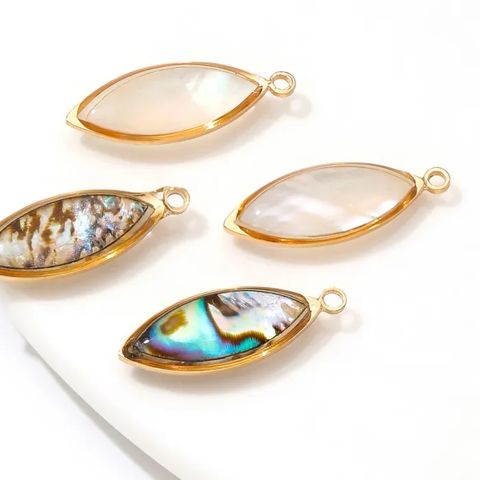 Authentic 2/4/6Pcs 18K Gold Plated Natural Shell Charms Pendants For Earring Making,Oval/Rectangle/Star Charms,DIY Jewelry Materials
