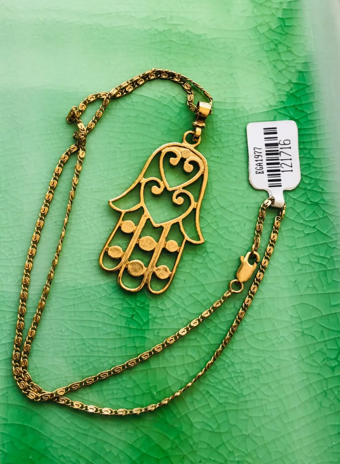 Authentic HAMSA Hand Fatima Solid 925 Sterling Silver Gold Plated NWT NECKLACE Judaica