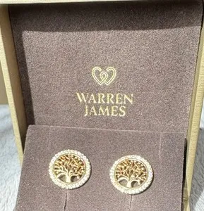 Authentic Gold Plated Family Tree /Tree of Life Studs Earrings for Women perfect gift