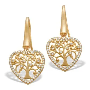 Authentic .52 TCW Cubic Zirconia Gold-Plated Tree of Life Earrings