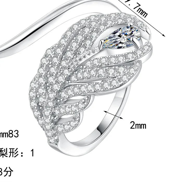 Authentic The Celestial Plume Moissanite Ring in Sterling Silver