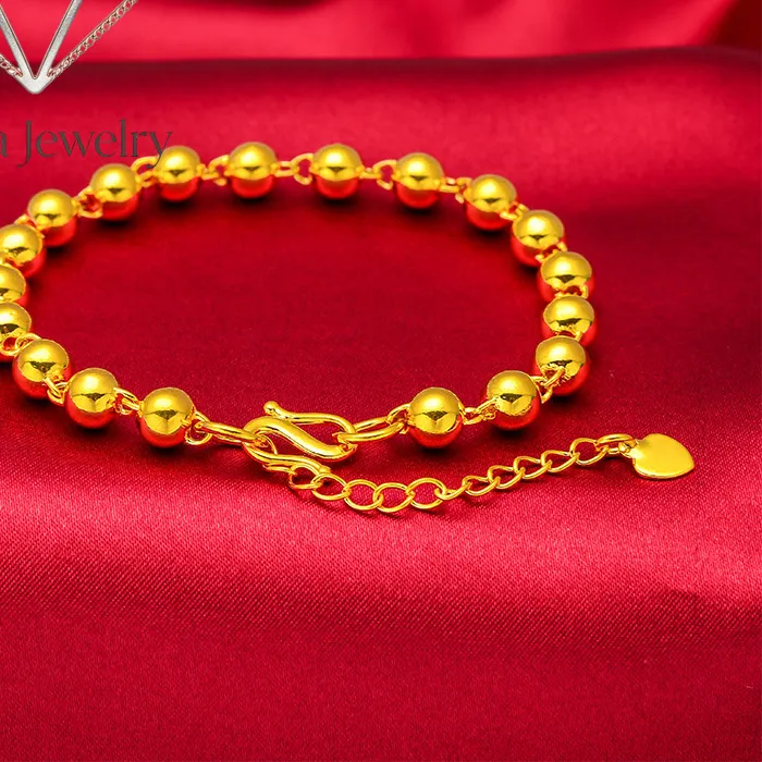 Authentic Viora Jewelry Solid Round Bead Bracelet for, 24K Gold, AU999 | Rotating solar terms beads, educational & stylish for cult