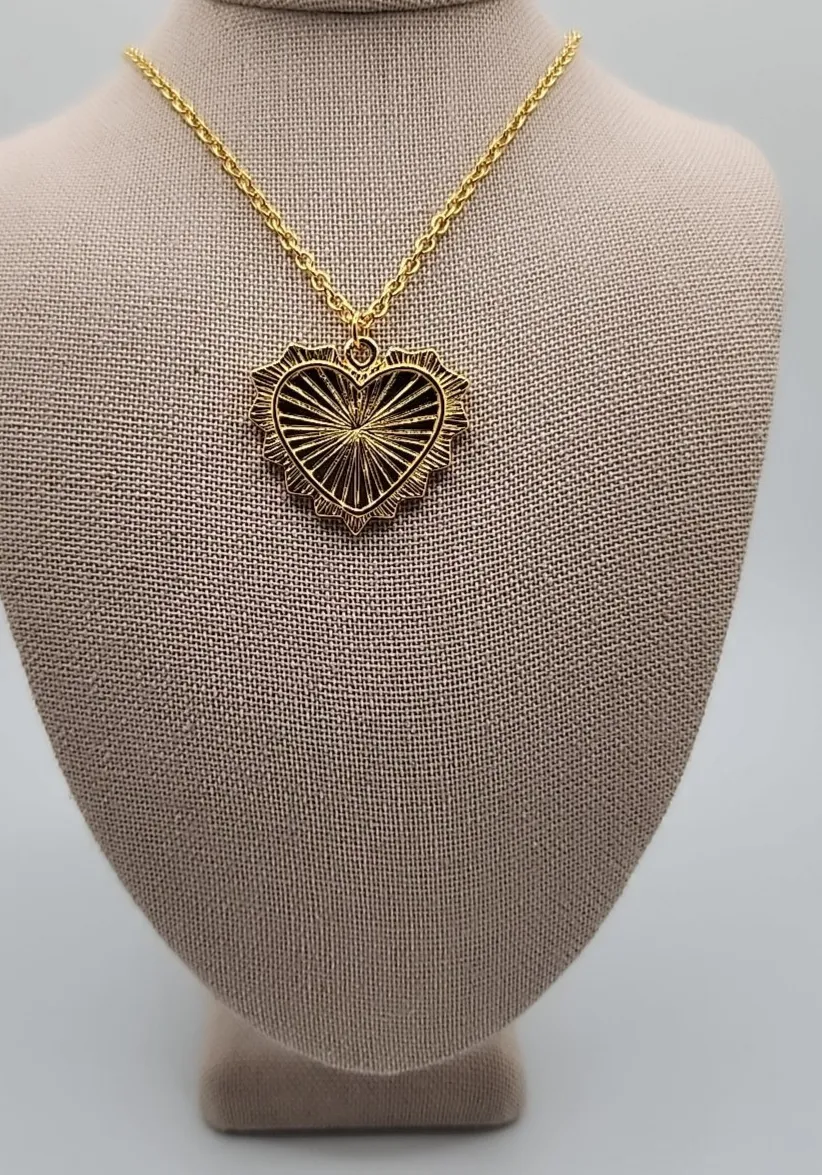Authentic Heartbeat of Divine Love: 24K Gold Plated Heart Pendant Necklace