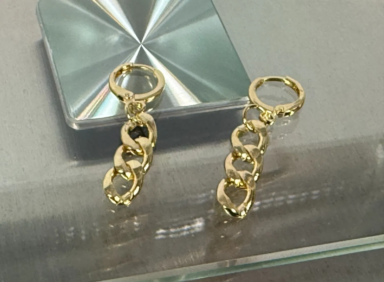 Authentic Mayamar 24K Gold Plated Cuban Link Charm Drop Earrings