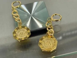 Authentic Mayamar 24K Gold Plated Monogram Cuban Link Drop Earrings