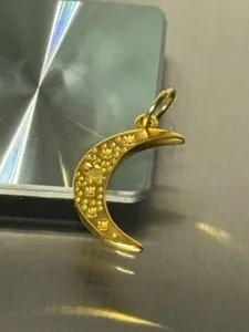 Authentic Luminous Crescent Moon Talisman – 24K Gold‑Plated Yellow Amulet of Intuition