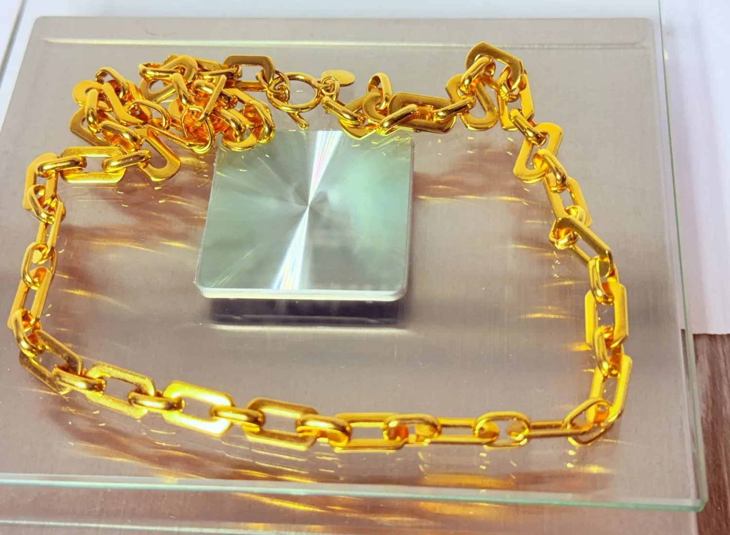 Authentic Mayamar (24K Gold Plated) Chunky Link Paperclip Necklace w/ TOGGLE CLASP 21" NEW