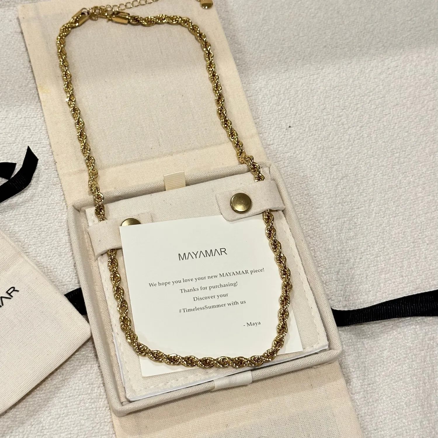Authentic NEW Mayamar Juliette Thick Rope Chain Necklace 24K Gold Plated