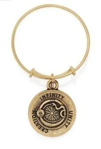 Authentic Alex & Ani OUROBOROS Expandable Wire Ring Charm 14KT Gold plated Sterling Silver
