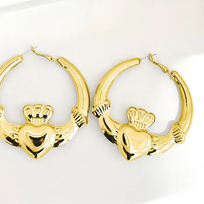 Authentic Sacred Claddagh Heart Hoop Earrings - Eternal Love Talisman