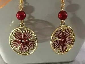 Authentic Crimson Blossom Gilded Talisman Earrings