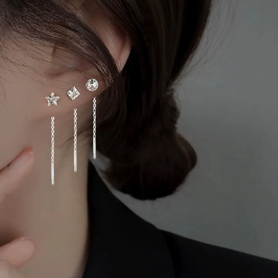 Authentic Celestial Cascade Zircon Tassel Ear Threads