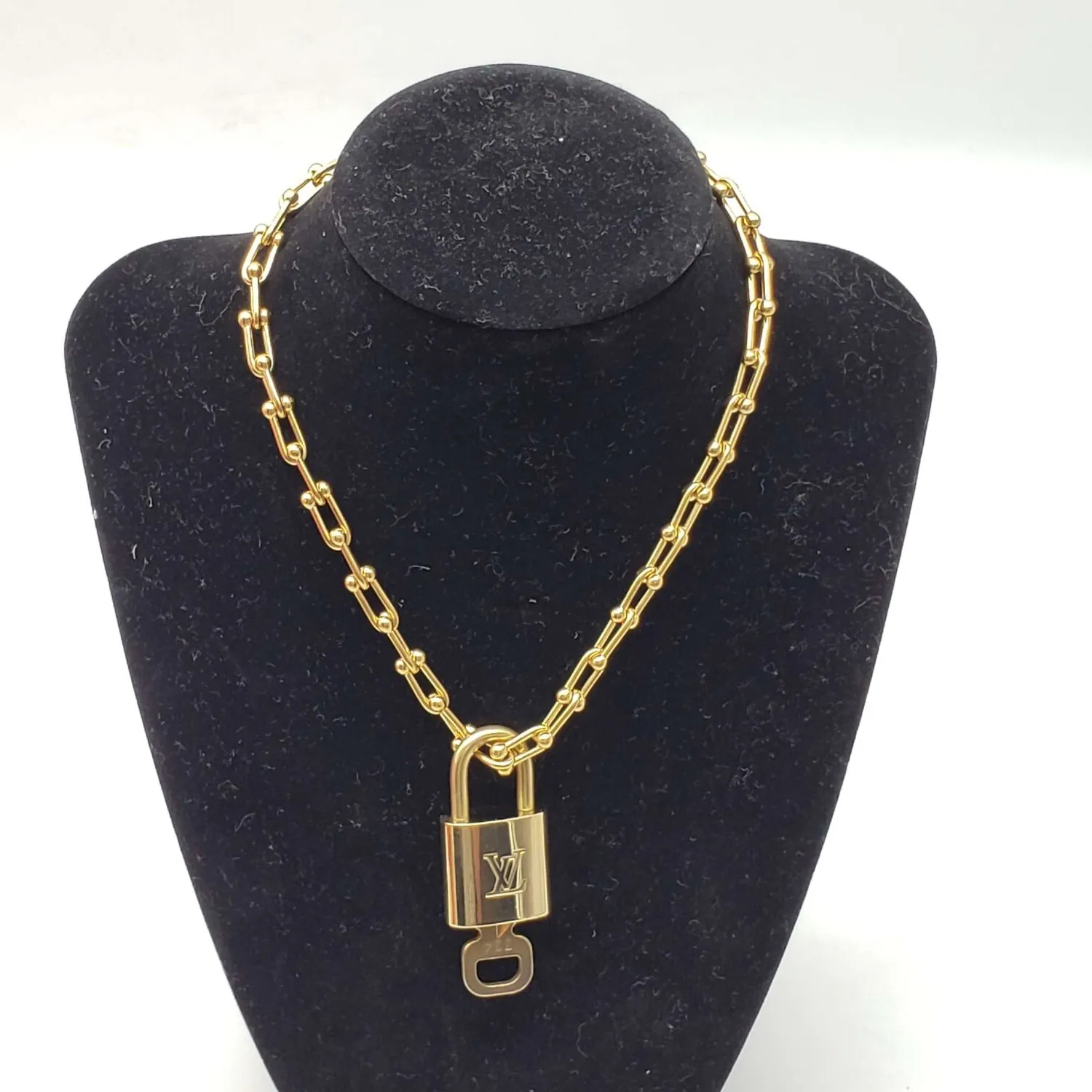 Authentic 100% Auth Louis Vuitton Lock & Key with Unbranded Gold Plated Chain Necklace #1