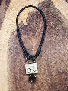Authentic Sale!! Authentic Dior Key in Lock Necklace Bracelet Charm Gold Plated Vintage 90