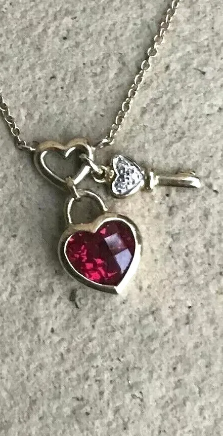 Authentic Celestial Heart Key: Lab‑Created Ruby Love Talisman in 14K White Gold
