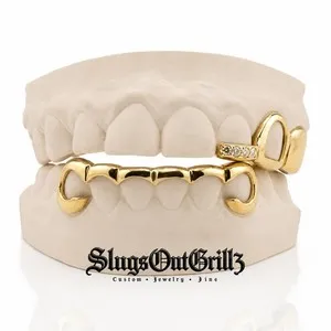 Authentic Radiant Luminescence Custom Open Face and Curved Front Bar Grillz Set in Sterling Silver