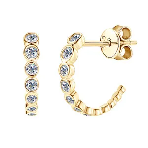 Authentic Celestial Arc: Radiant Lab-Grown Diamond Crescent Earrings