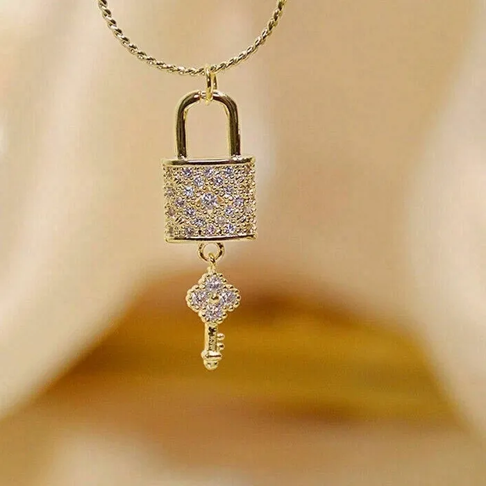 Authentic Celestial Lock & Key Talisman – 2‑Ct Moissanite Heart‑Opener in Radiant 14K Gold