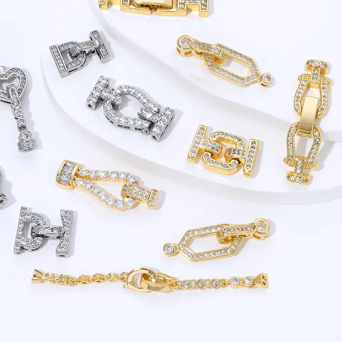 Authentic 18K Gold Plated Jewelry Clasps For Bracelets Making,With Zircon Connector Clasp,Locks For Jewelry,DIY Necklace Accessories