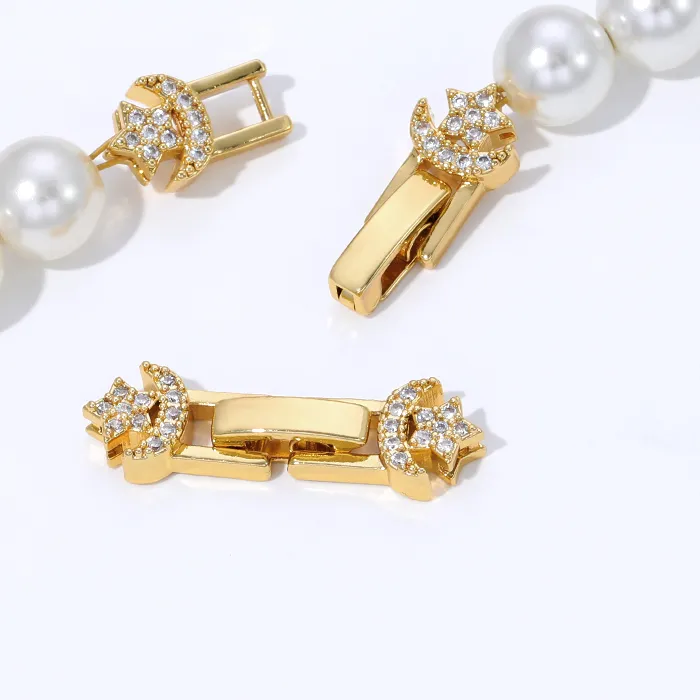 Authentic 18K Gold Plated Pearl Clasp Connector,Clasps For Bracelet,Zircon Fasteners Lock Clasps For DIY Jewelry Making Supplies