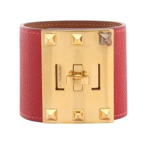 Authentic The Crimson Threshold: Hermes Kelly Dog Extreme Bangle in Luminous Gold