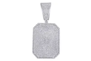 Authentic Radiant Canopy Dog Tag Pendant in Sterling Silver and Diamond