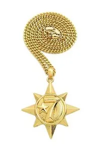 Authentic Hip Hop Gold Plated 7 Star Charm 18" 20" 24" Box Cuban Rope Chain Necklace