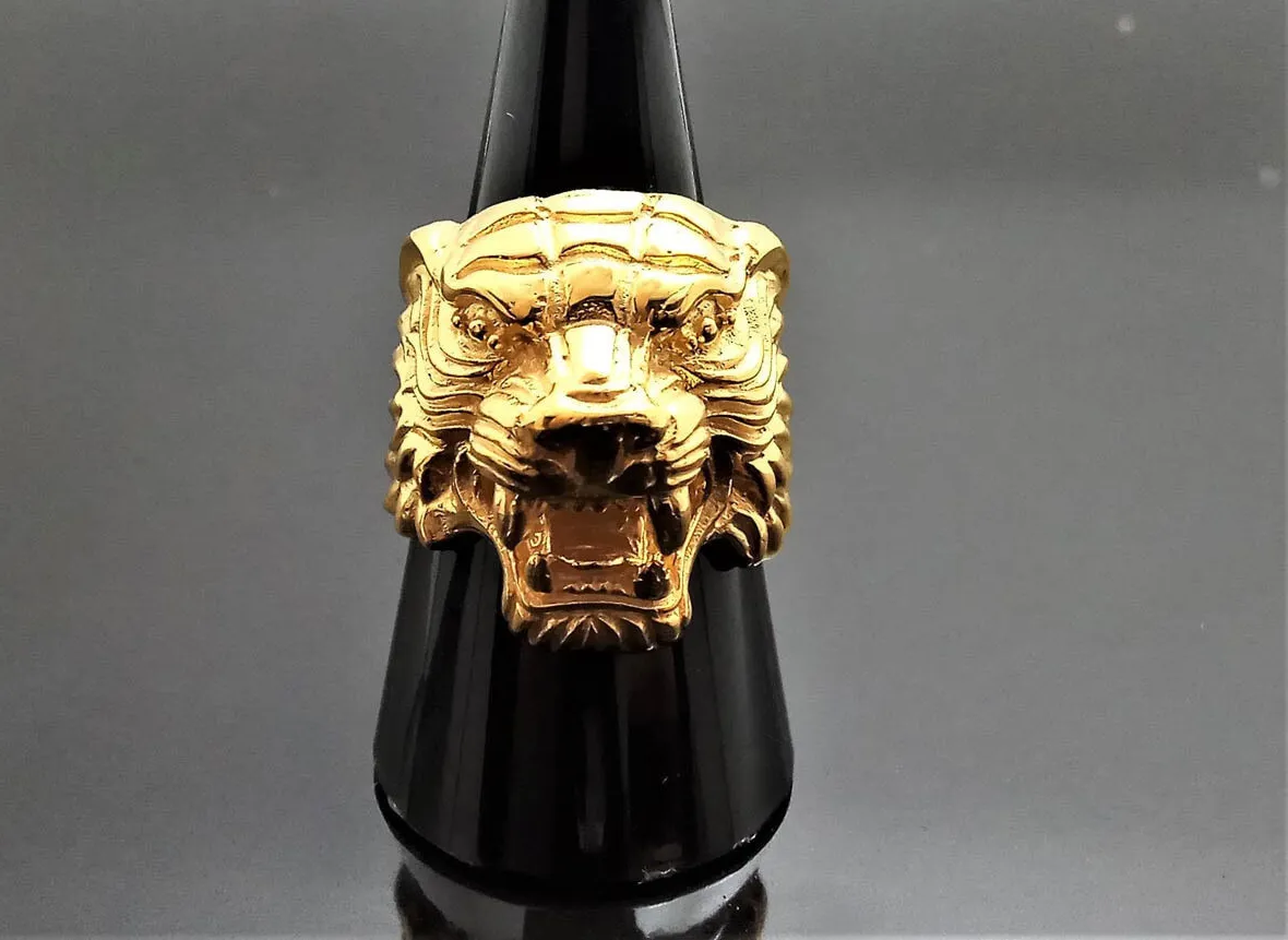Authentic Tiger's Fury: 22K Gold Plated Handmade Symbol of Courage and Protection