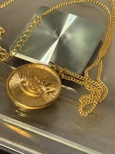 Authentic Mayamar 24K Gold Plated Evil Eye Polished Evil Eye Medallion & 18" +2" chain Yel