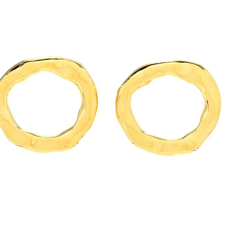Authentic MAYAMAR 24K Gold Plated Hammered Circle Stud Earrings