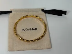 Authentic Mystical Aura: 24K Gold Plated Bold Twist Bangle of Inner Light