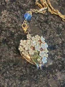 Authentic Vtg Kirks Folly Forget Me Knot Gold Plated Heart Locket Pendant Necklace 28”