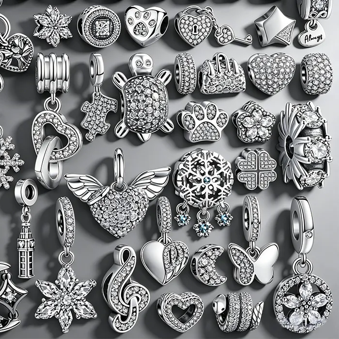 Authentic NEW 925 Silver CZ Pave Charms for Bracelet DIY Jewelry Making Heart Turtle Flower Snowflake Pendant Beads for Women Jewelry Gift