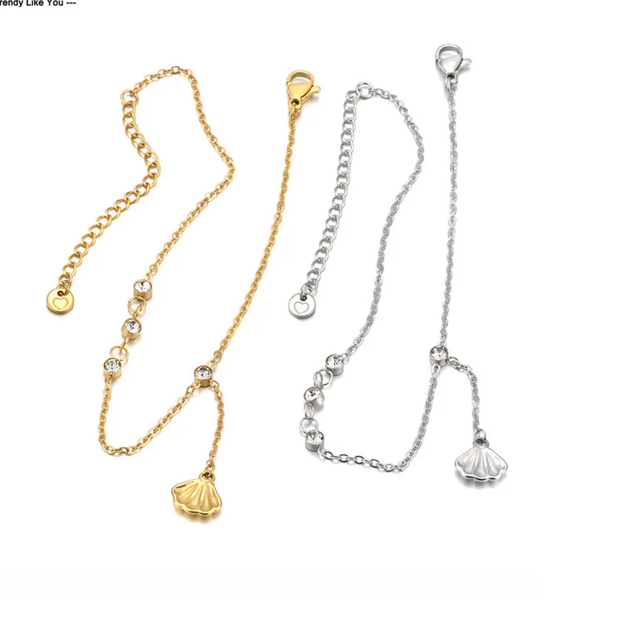 Authentic Lokaer Cubic Zirconia Anklets for Women Summer Beach Seashell Charm Anklet Waterproof Gold Plated Jewelry A25002