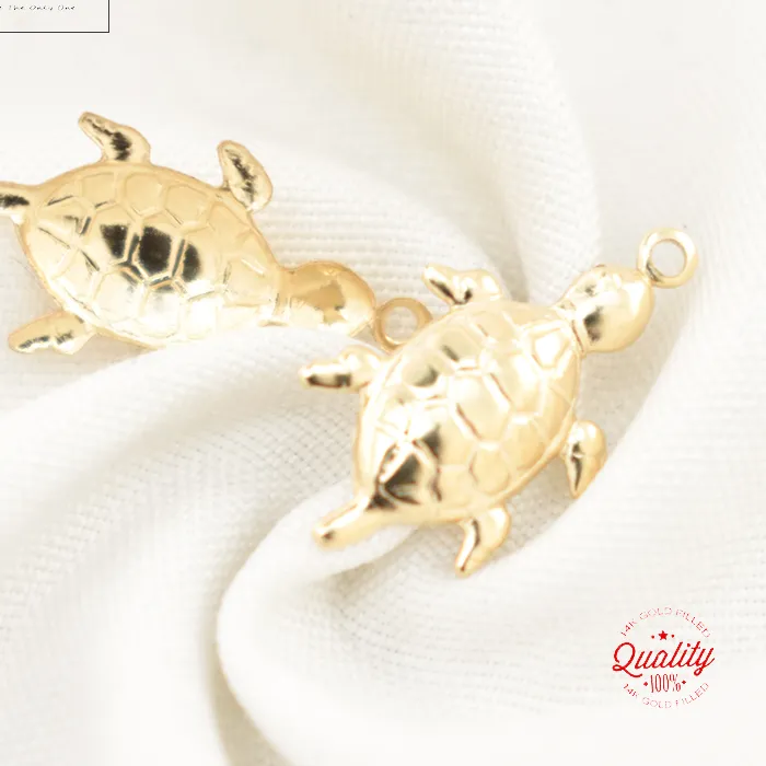 Authentic Turtle 14K Gold Filled Pendant Turtle Charm Jewelry for DIY Bracelet Necklace Making Jewelry Findings